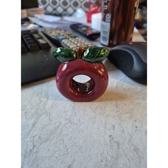 12 Vintage Ceramic Red Apple Napkin Rings, No Chips or Cracks - Picture 3 of 10
